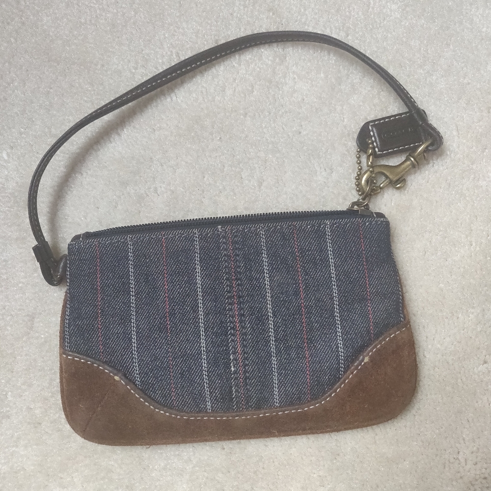 Coach denim and suede wristlet!